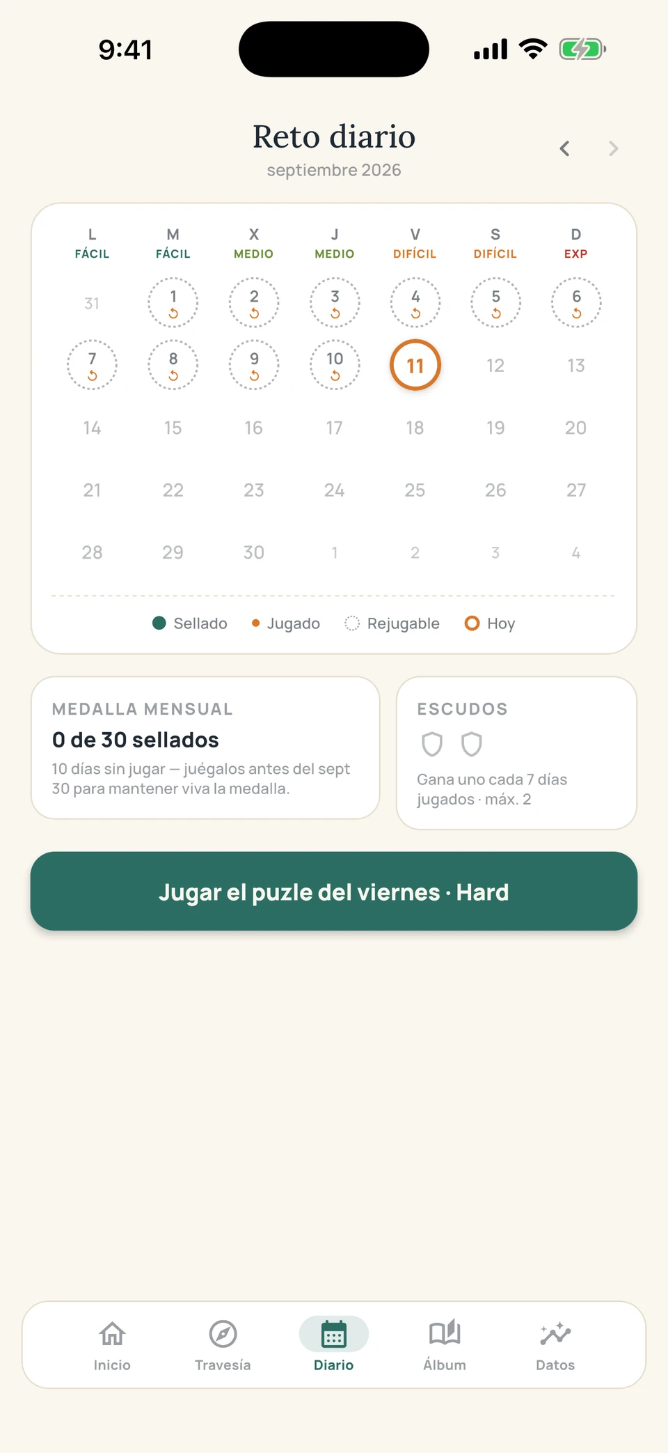 Sudoku Voyage — 05 · Desafío diario