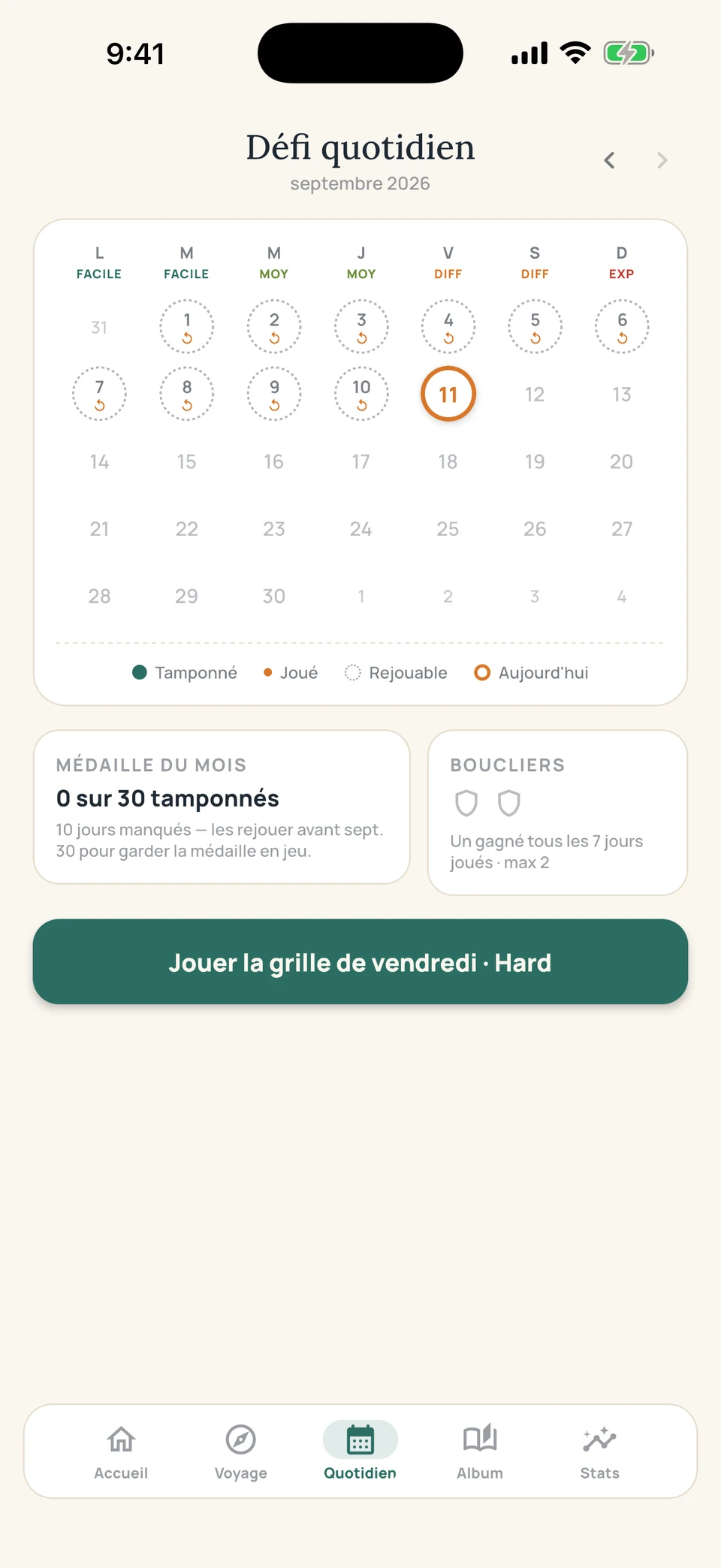 Sudoku Voyage — 05 · Défi quotidien