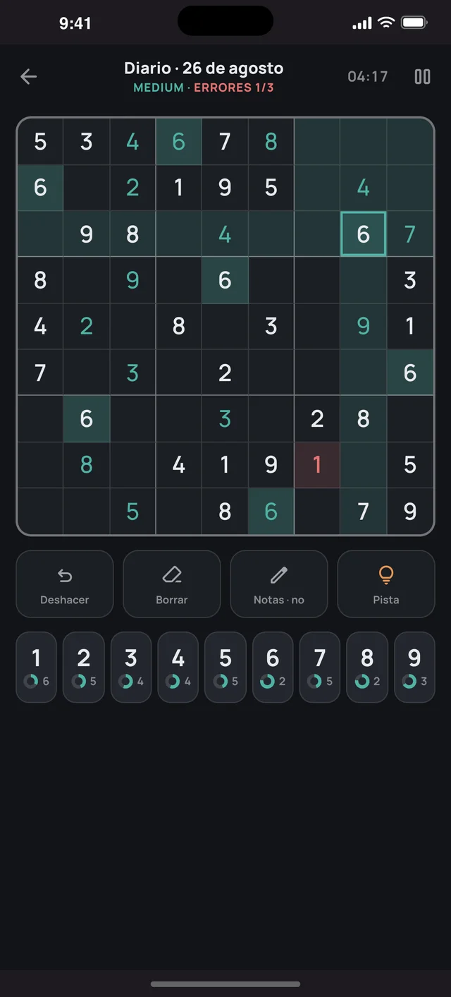 Sudoku Voyage — 03 · Modo oscuro