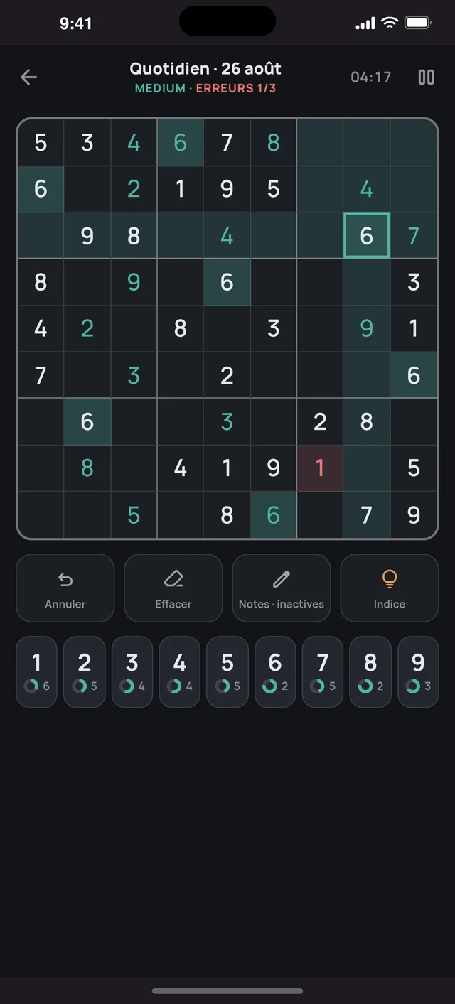 Sudoku Voyage — 03 · Mode sombre
