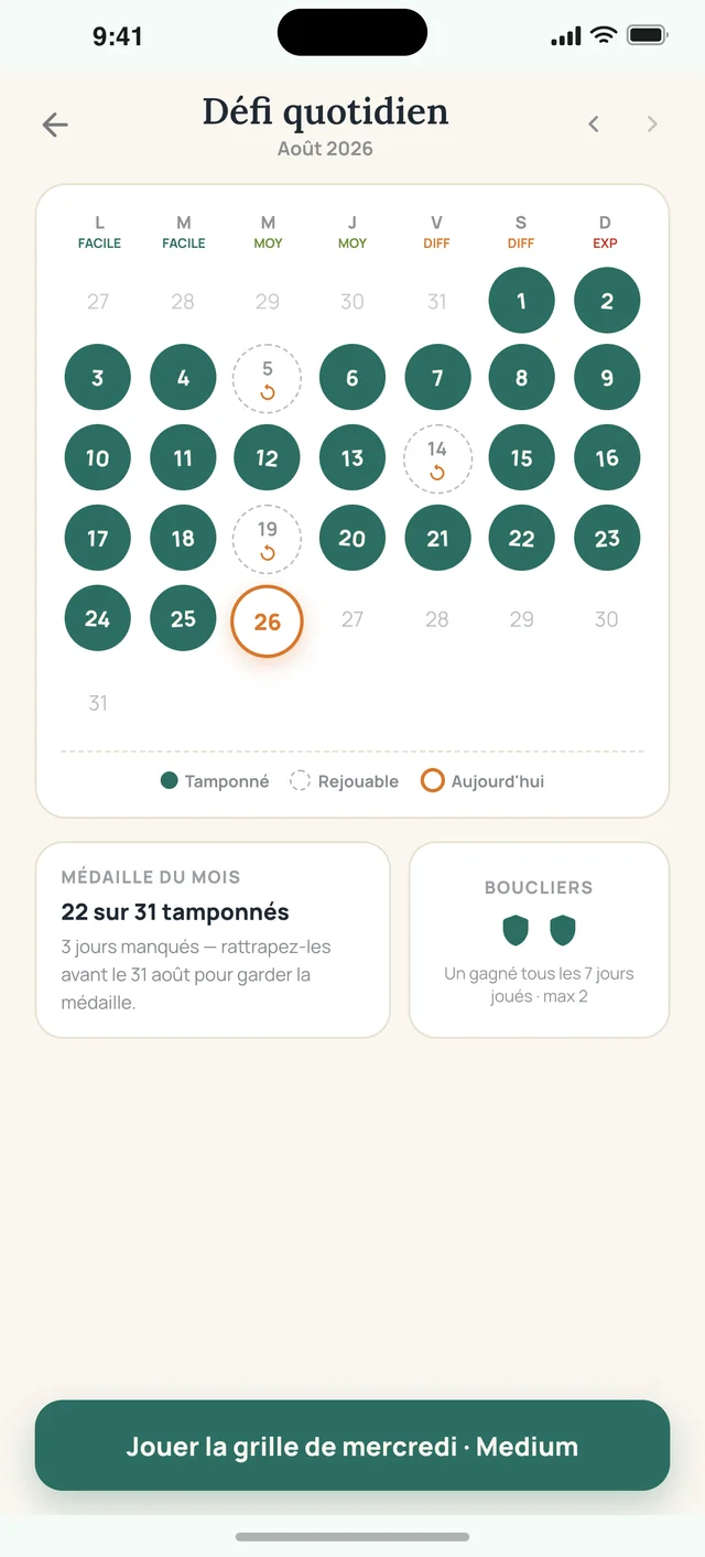 Sudoku Voyage — 05 · Défi quotidien