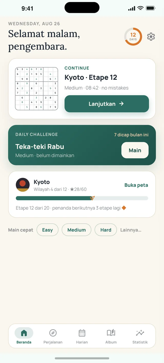 Sudoku Voyage — 01 · Beranda