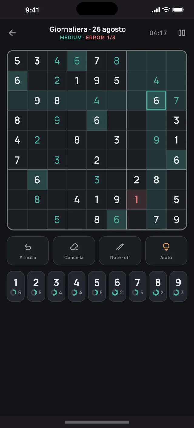 Sudoku Voyage — 03 · Modalità scura