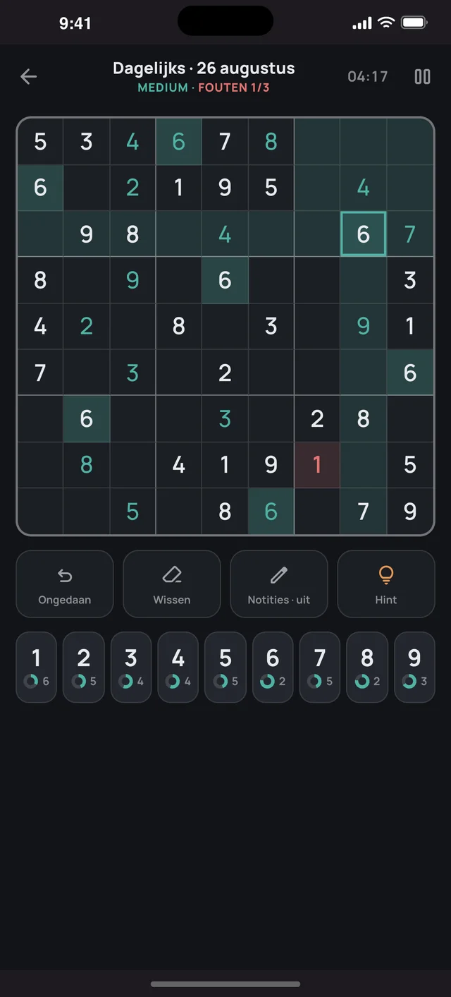Sudoku Voyage — 03 · Donkere modus