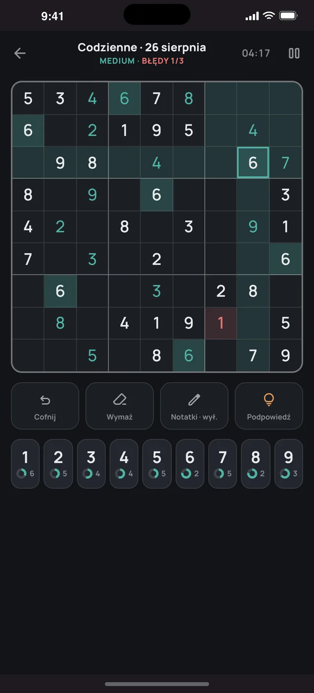 Sudoku Voyage — 03 · Tryb ciemny