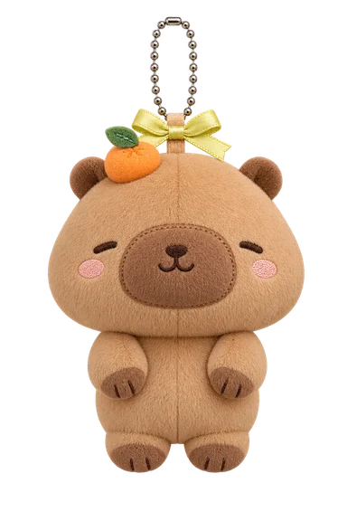 안정형 카피바라 인형 — 귤 하나 얹고 평온한