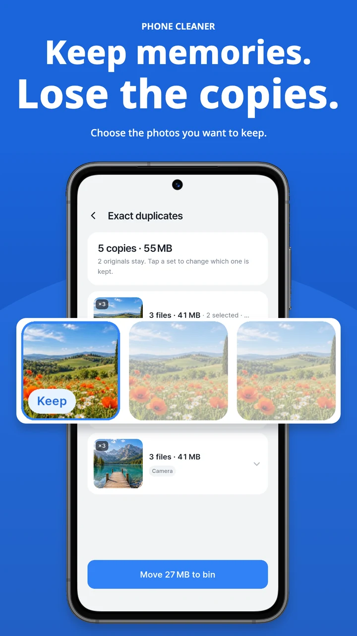 Compare duplicate photos and choose which ones to keep
