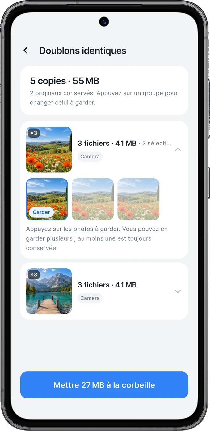 Photos en double regroupées pour les examiner