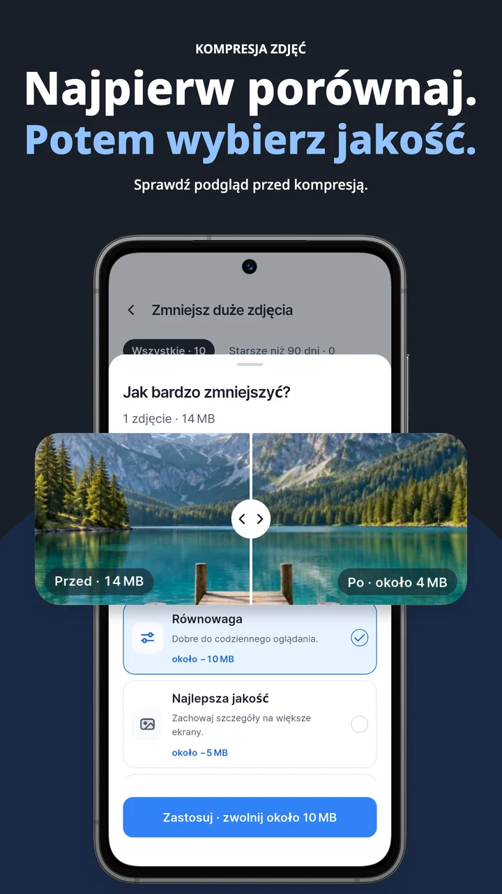 Porównaj oryginalne zdjęcie z mniejszą wersją przed zastosowaniem zmian