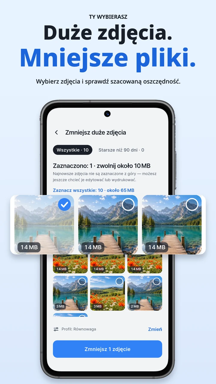 Wybierz duże zdjęcia do zmniejszenia