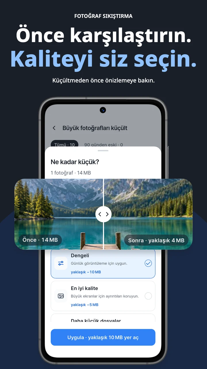 İşlemi uygulamadan önce orijinal fotoğrafı küçültülmüş sürümüyle karşılaştırın