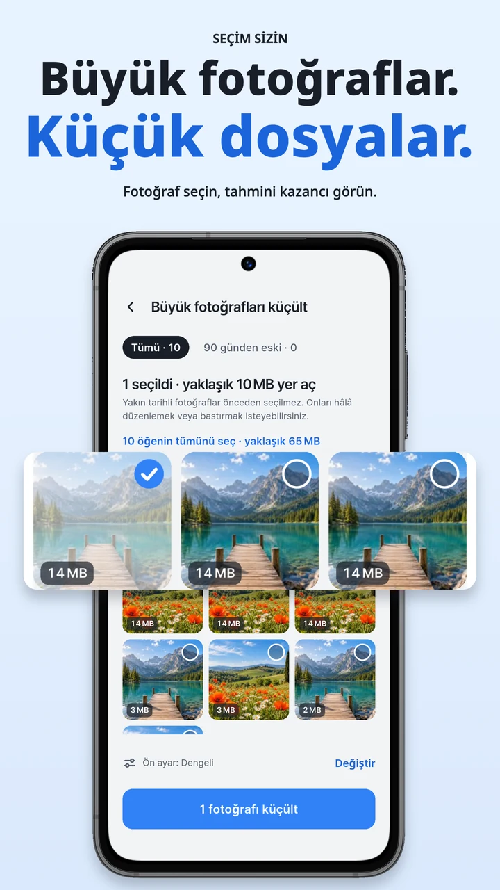 Hangi büyük fotoğrafların küçültüleceğini seçin