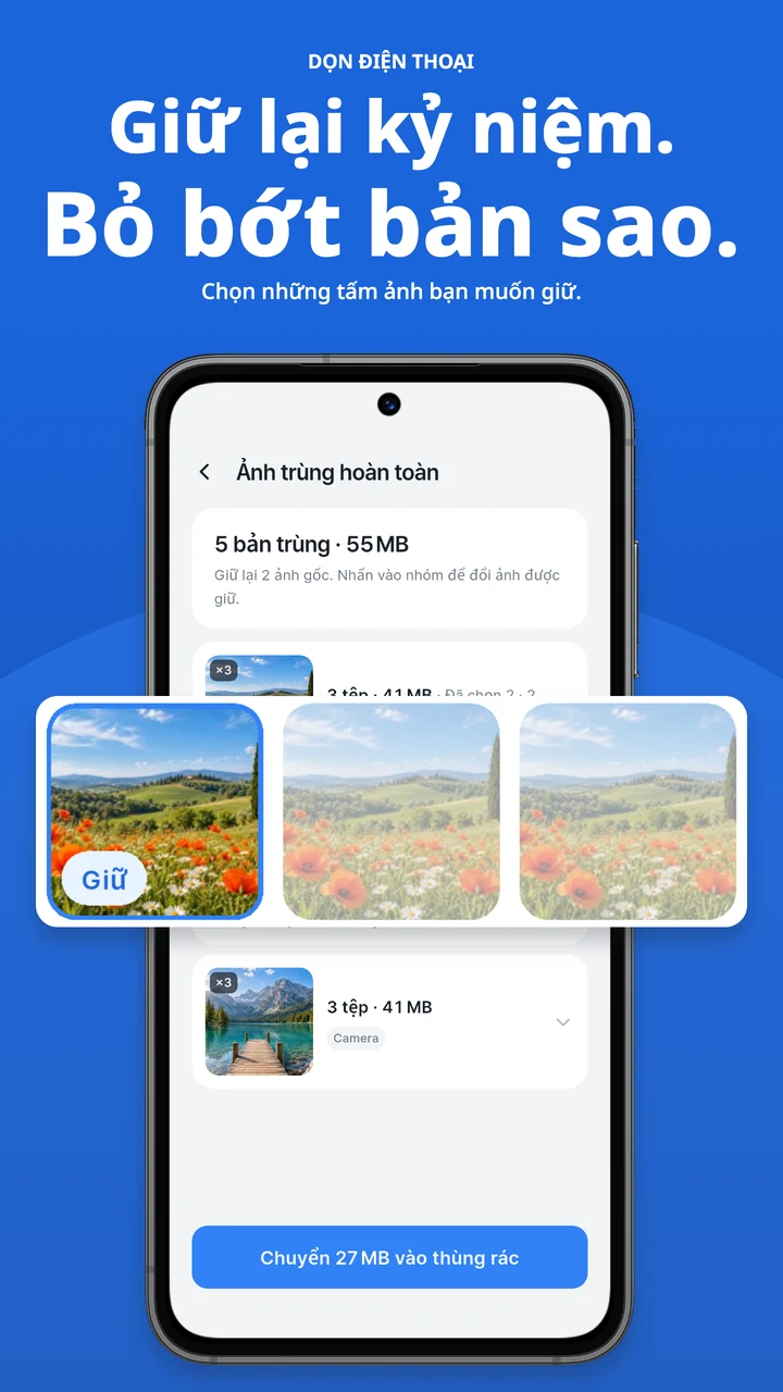 So sánh ảnh trùng lặp và chọn ảnh muốn giữ